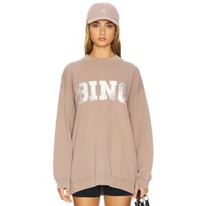 Anine Bing Tyler Sweatshirt Womens M Washed Iron Logo Crewneck Long Sleeve